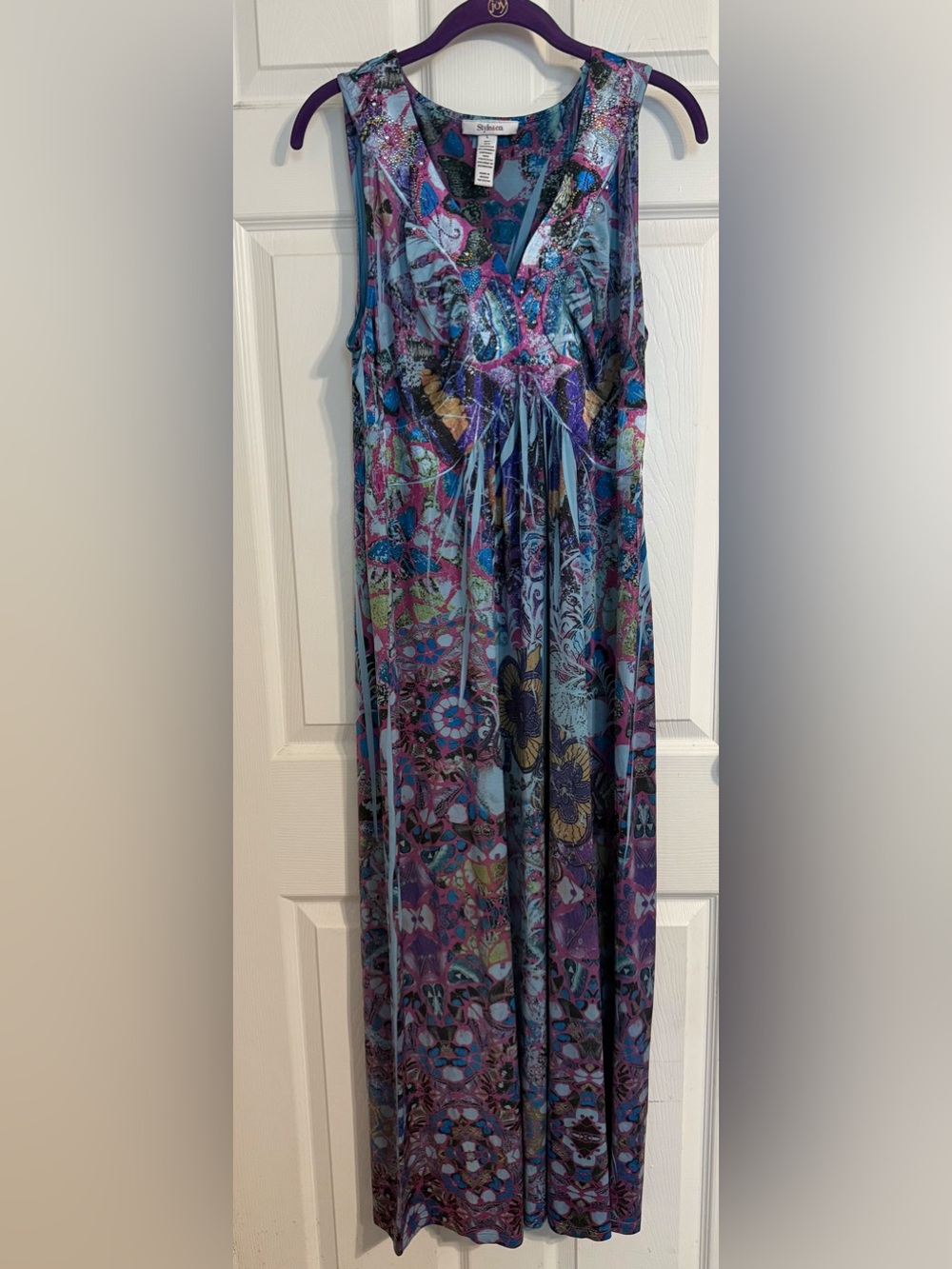 Style & Co. Teal Purple Floral Maxi Dress